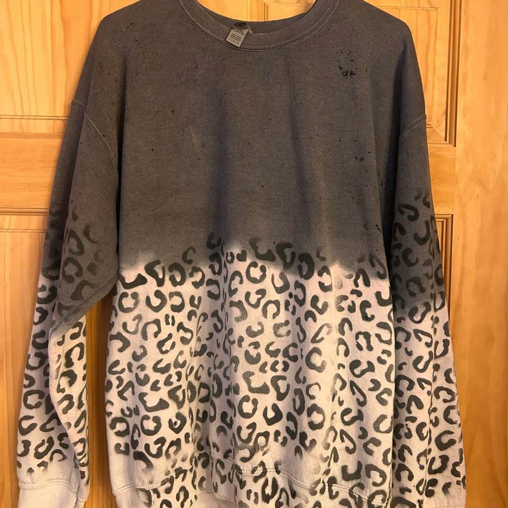 Gray Leopard Print Women's Sweater